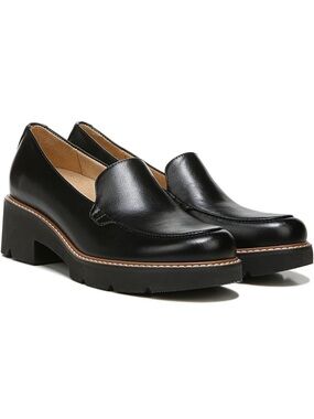 NWOT Naturalizer Cabaret Lug Sole Block Heel Loafers Black Size 8W